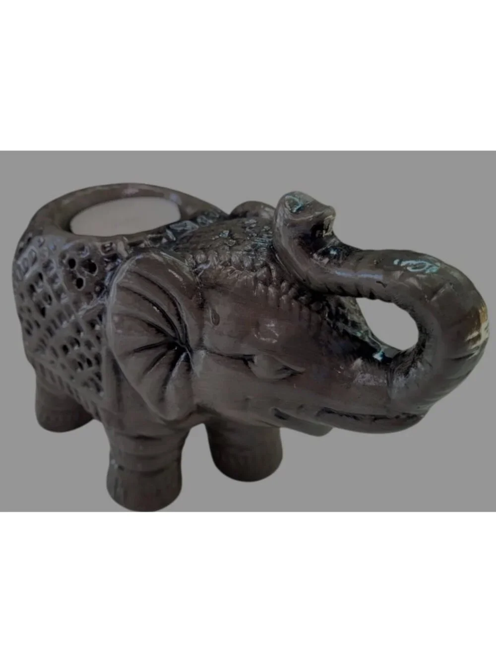 PartyLite BABY ELEPHANT Trumpeting African Inspiration Tealight Holder P9855 HTF - Picture 2 of 8